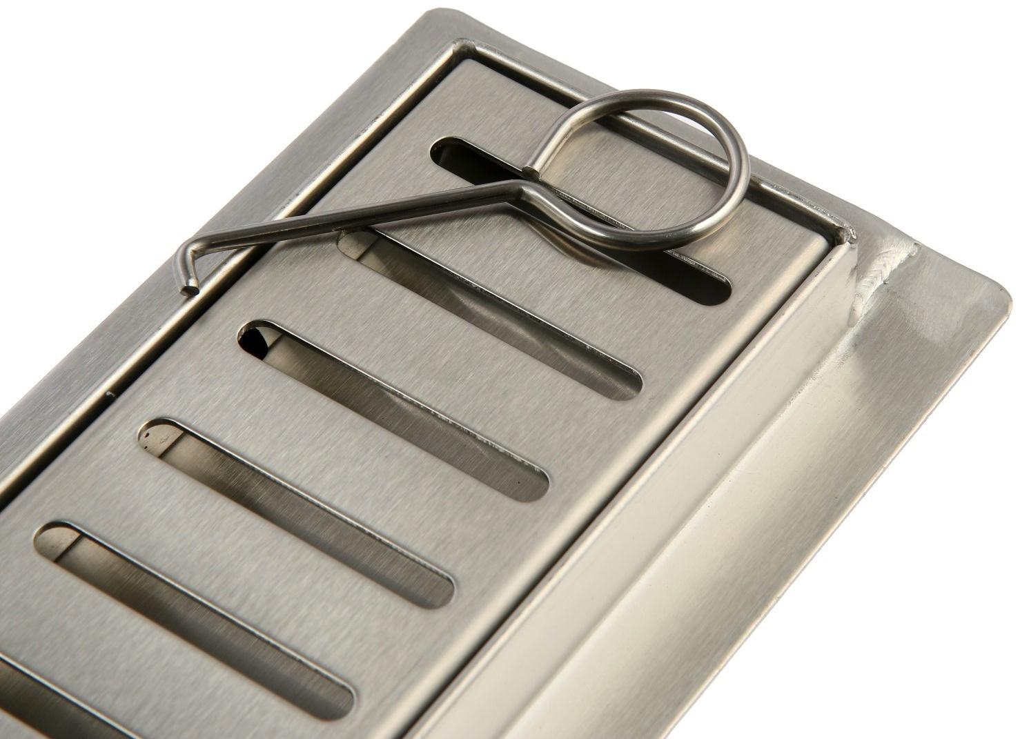 Трап ZEIN, c флaнцeм свободного вращения 360°, 7х40 см, d=40/50 мм, нерж. сталь, сатин