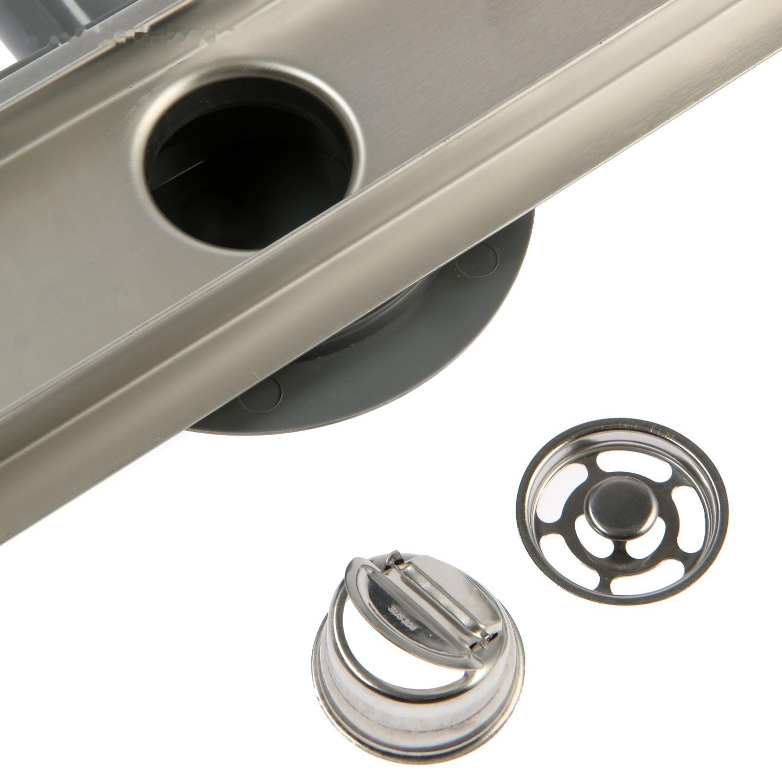 Трап ZEIN, c флaнцeм свободного вращения 360°, 7х40 см, d=40/50 мм, нерж. сталь, сатин