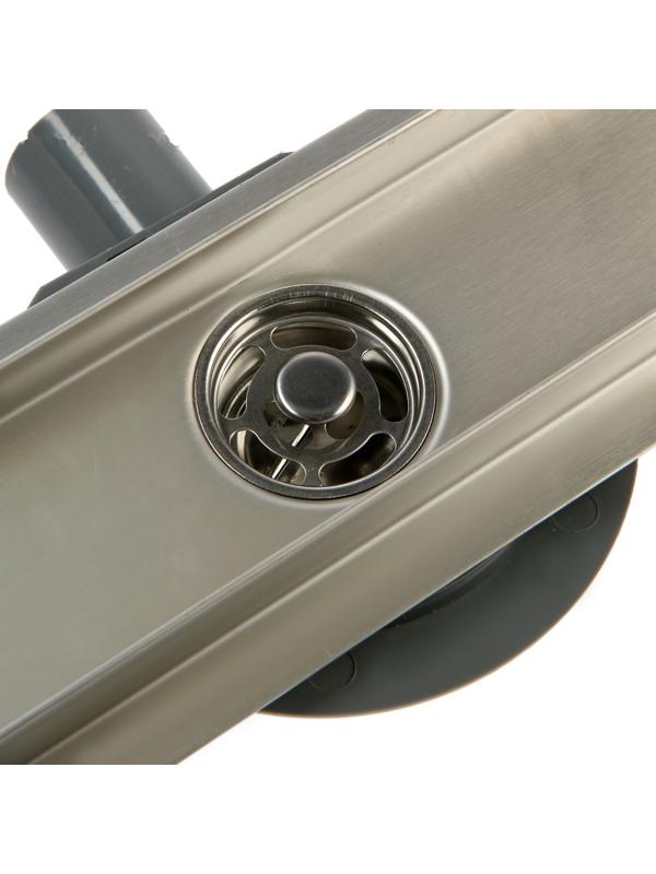 Трап ZEIN, c флaнцeм свободного вращения 360°, 7х40 см, d=40/50 мм, нерж. сталь, сатин