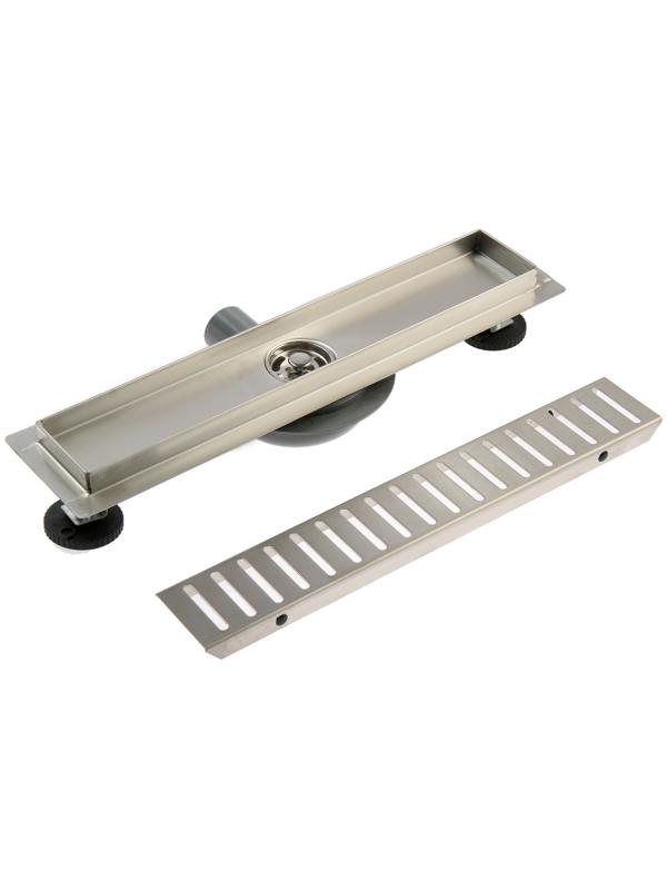 Трап ZEIN, c флaнцeм свободного вращения 360°, 7х40 см, d=40/50 мм, нерж. сталь, сатин