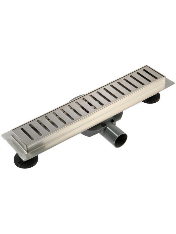 Трап ZEIN, c флaнцeм свободного вращения 360°, 7х40 см, d=40/50 мм, нерж. сталь, сатин