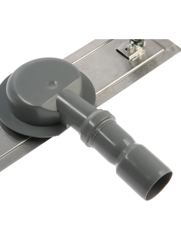 Трап ZEIN, c флaнцeм свободного вращения 360°, 7х40 см, d=40/50 мм, нерж. сталь, сатин