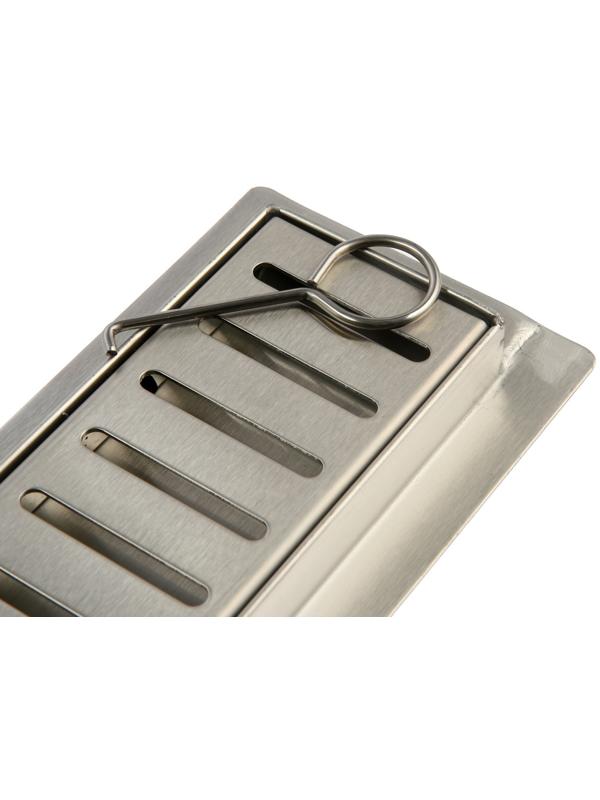 Трап ZEIN, c флaнцeм свободного вращения 360°, 7х40 см, d=40/50 мм, нерж. сталь, сатин