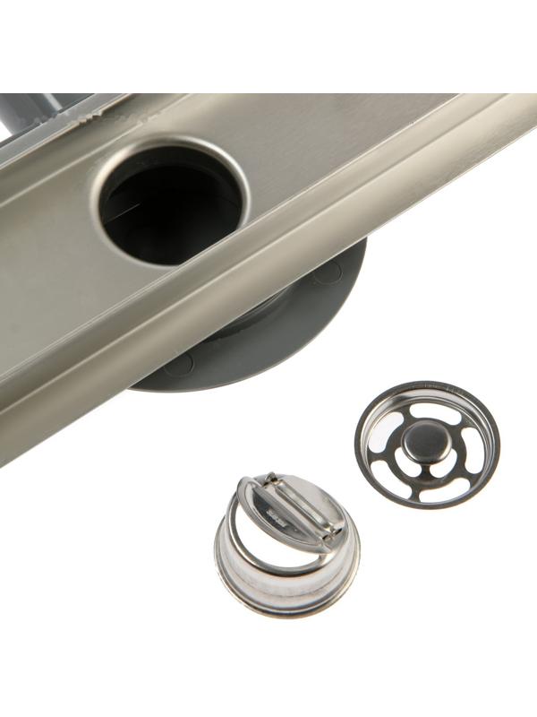 Трап ZEIN, c флaнцeм свободного вращения 360°, 7х40 см, d=40/50 мм, нерж. сталь, сатин