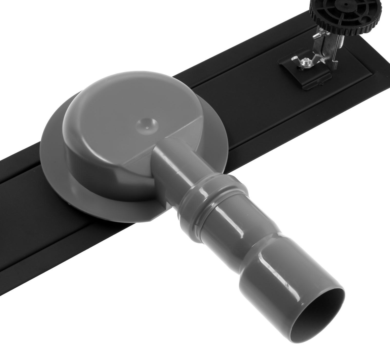 Трап ZEIN, c флaнцeм свободного вращения 360°, 7х40 см, d=40/50 мм, нерж. сталь, черный