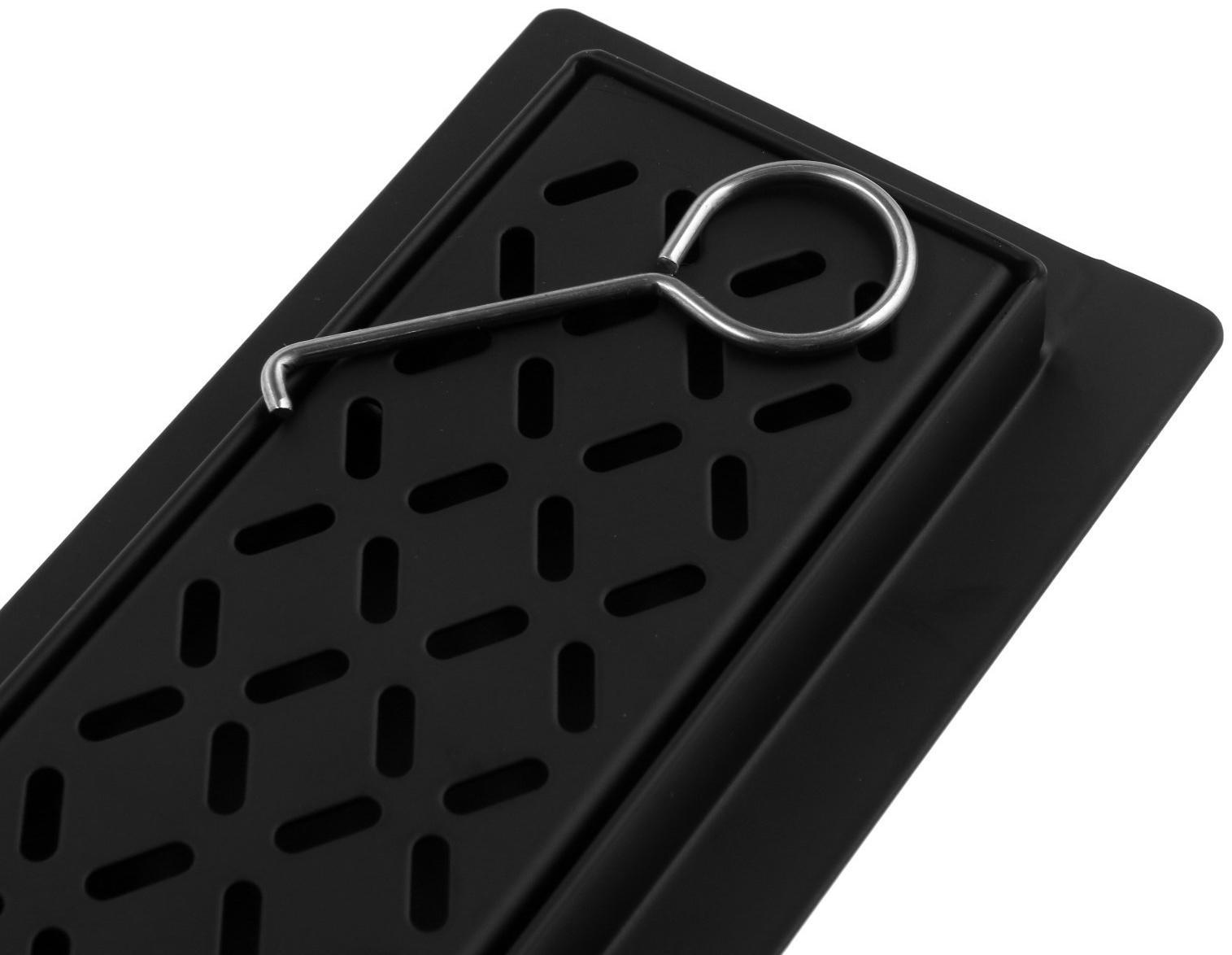 Трап ZEIN, c флaнцeм свободного вращения 360°, 7х40 см, d=40/50 мм, нерж. сталь, черный