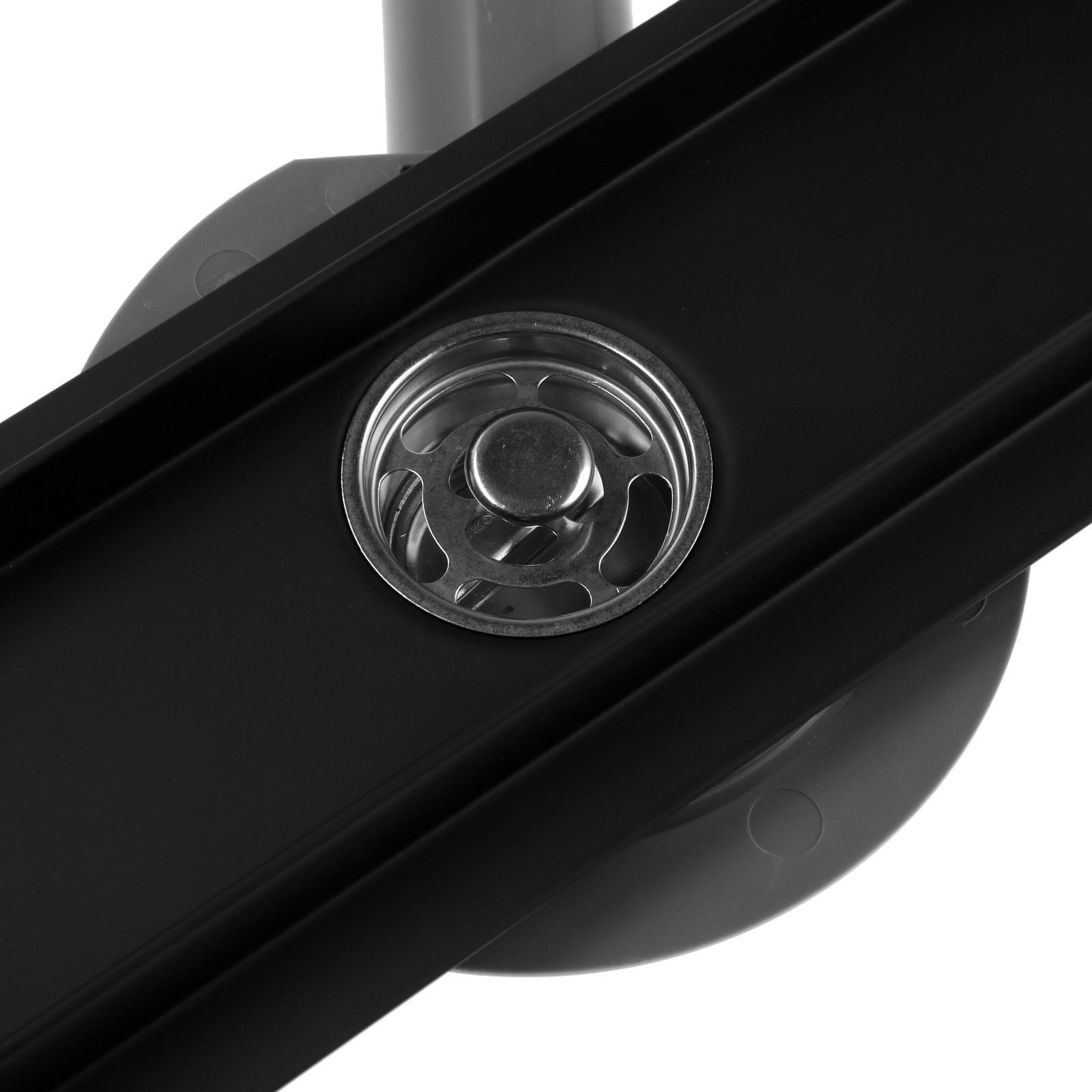 Трап ZEIN, c флaнцeм свободного вращения 360°, 7х40 см, d=40/50 мм, нерж. сталь, черный