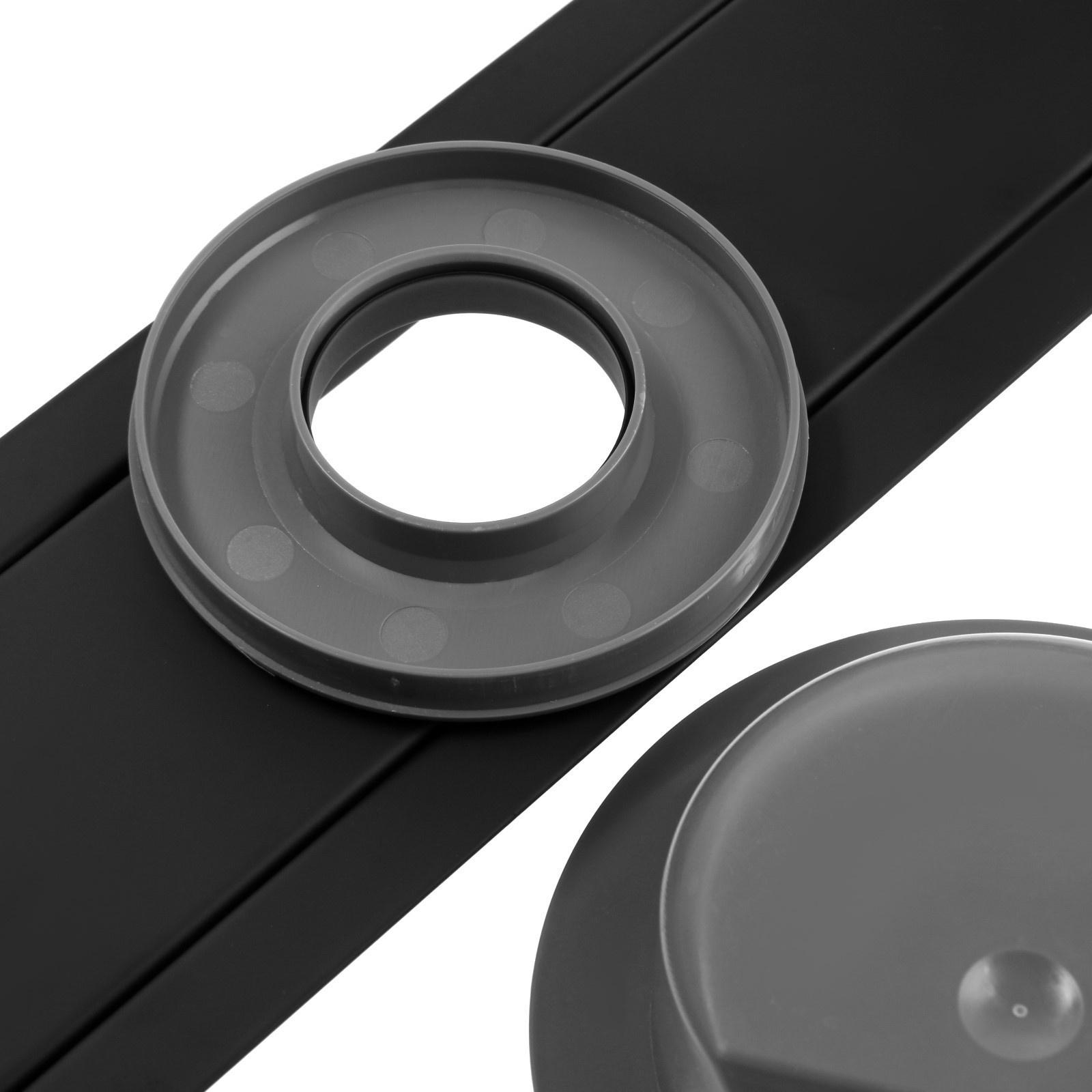 Трап ZEIN, c флaнцeм свободного вращения 360°, 7х40 см, d=40/50 мм, нерж. сталь, черный