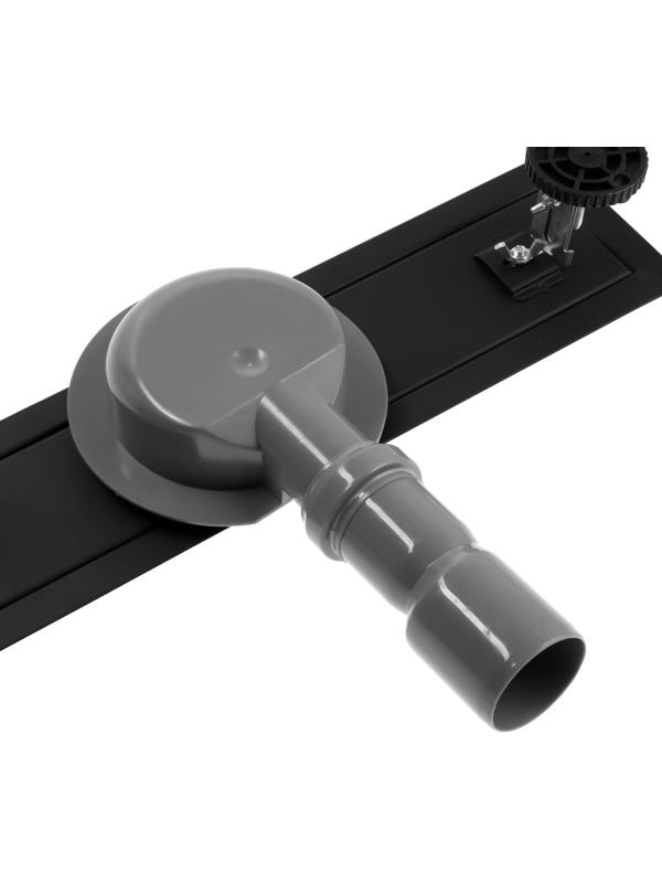 Трап ZEIN, c флaнцeм свободного вращения 360°, 7х40 см, d=40/50 мм, нерж. сталь, черный