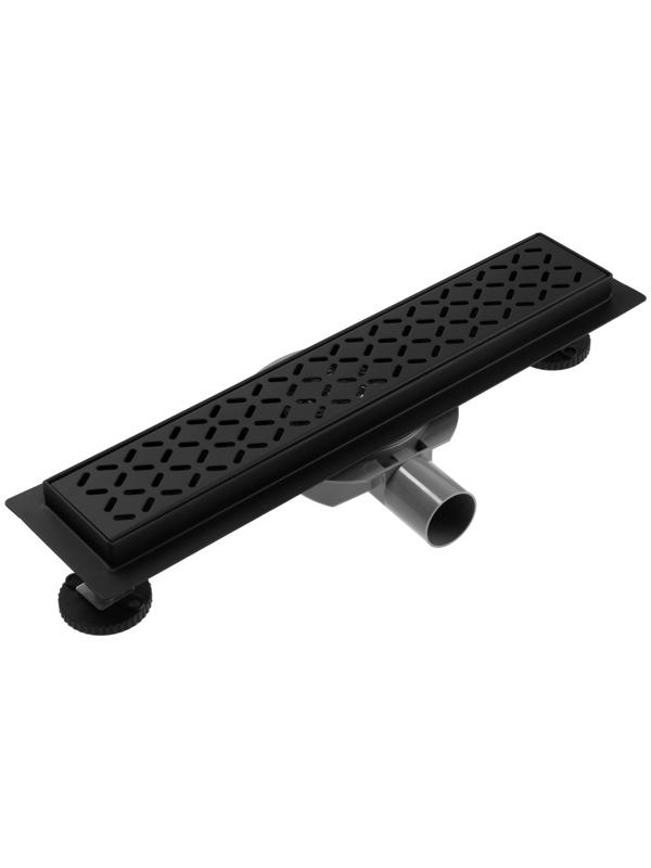 Трап ZEIN, c флaнцeм свободного вращения 360°, 7х40 см, d=40/50 мм, нерж. сталь, черный