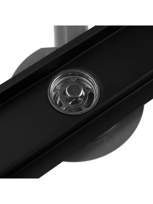 Трап ZEIN, c флaнцeм свободного вращения 360°, 7х40 см, d=40/50 мм, нерж. сталь, черный