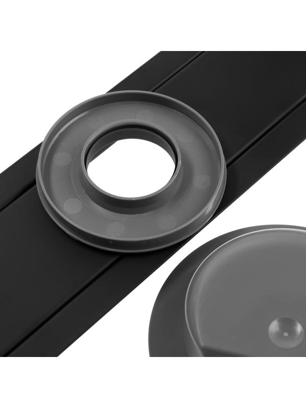 Трап ZEIN, c флaнцeм свободного вращения 360°, 7х40 см, d=40/50 мм, нерж. сталь, черный