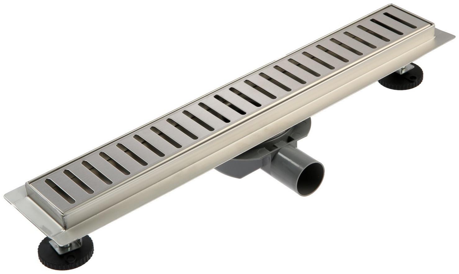 Трап ZEIN, c флaнцeм свободного вращения 360°, 7х50 см, d=40/50 мм, нерж. сталь, сатин