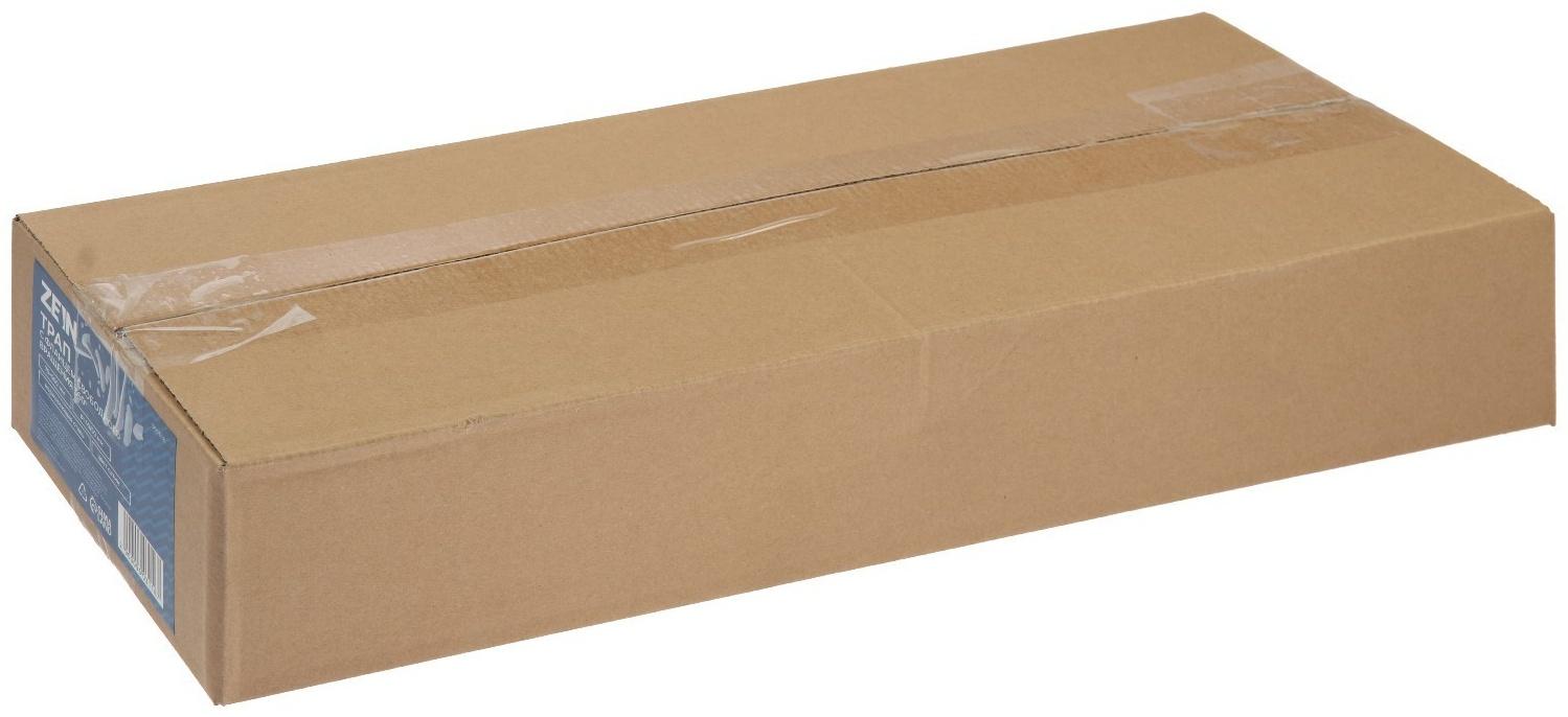 Трап ZEIN, c флaнцeм свободного вращения 360°, 7х50 см, d=40/50 мм, нерж. сталь, сатин