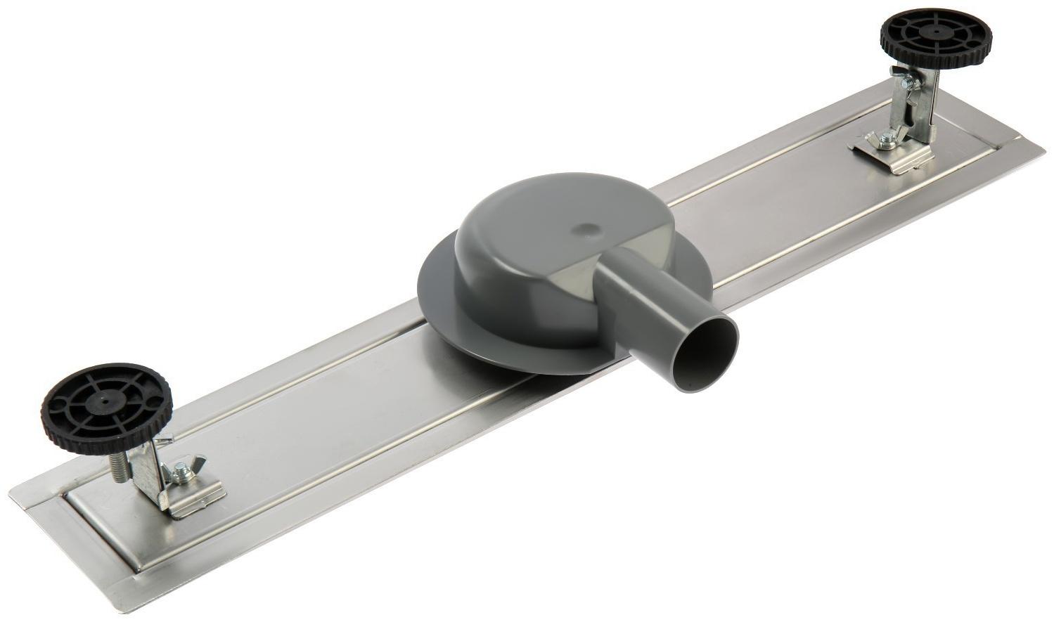 Трап ZEIN, c флaнцeм свободного вращения 360°, 7х50 см, d=40/50 мм, нерж. сталь, сатин