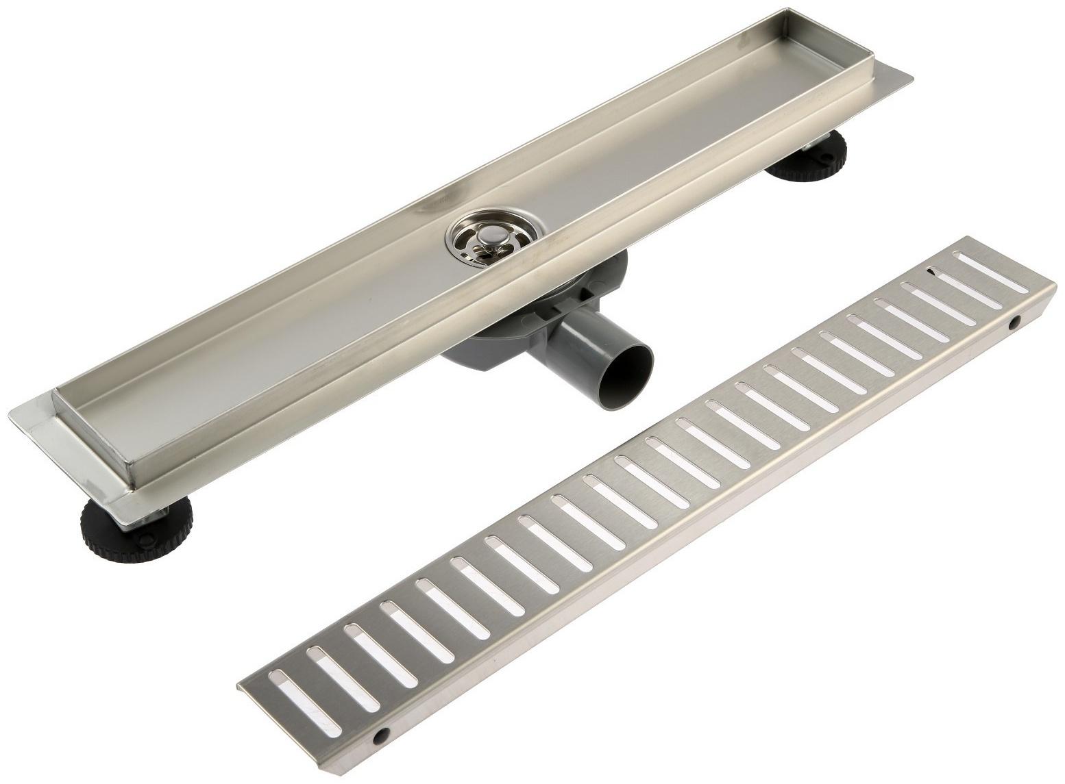 Трап ZEIN, c флaнцeм свободного вращения 360°, 7х50 см, d=40/50 мм, нерж. сталь, сатин