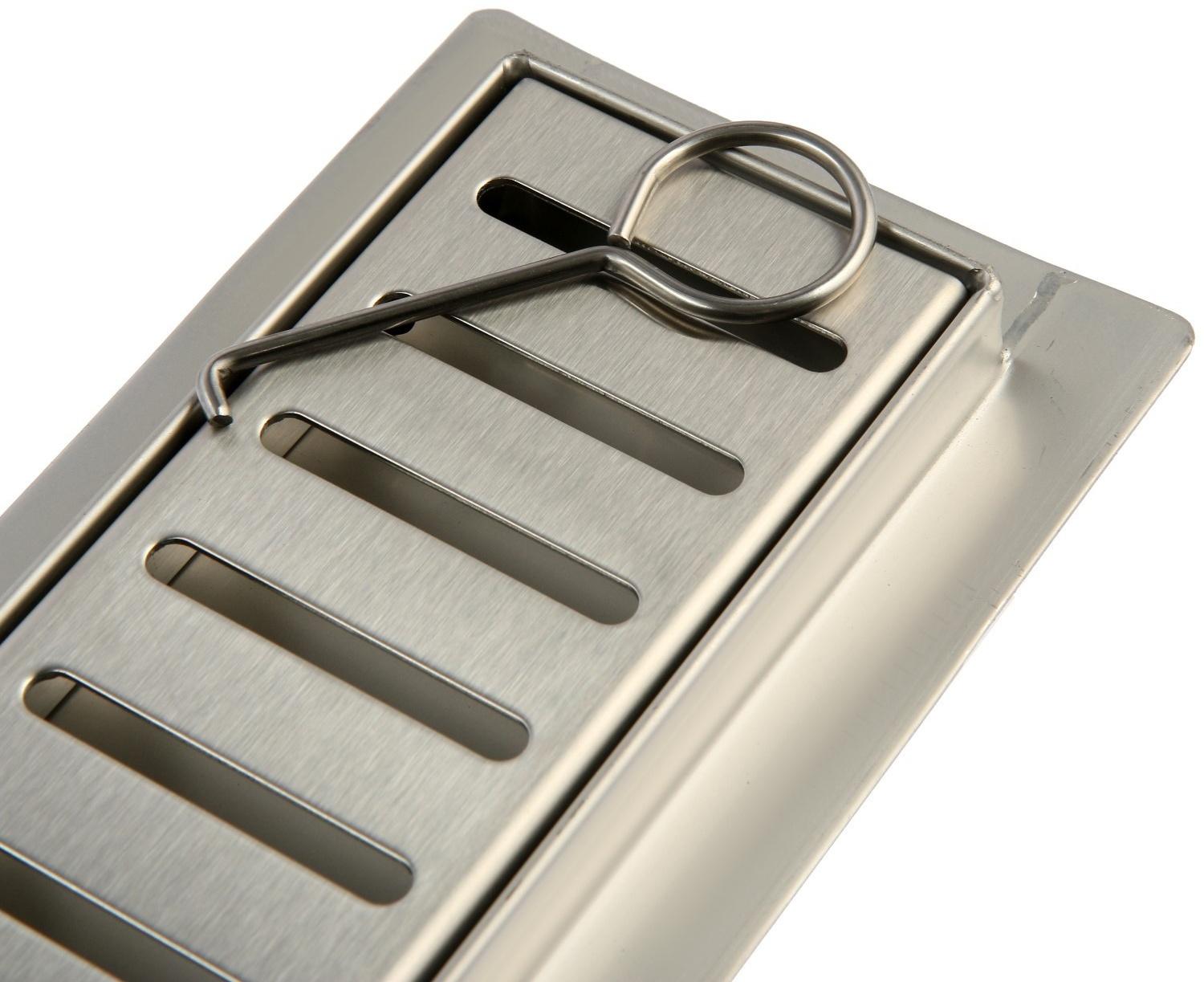 Трап ZEIN, c флaнцeм свободного вращения 360°, 7х50 см, d=40/50 мм, нерж. сталь, сатин