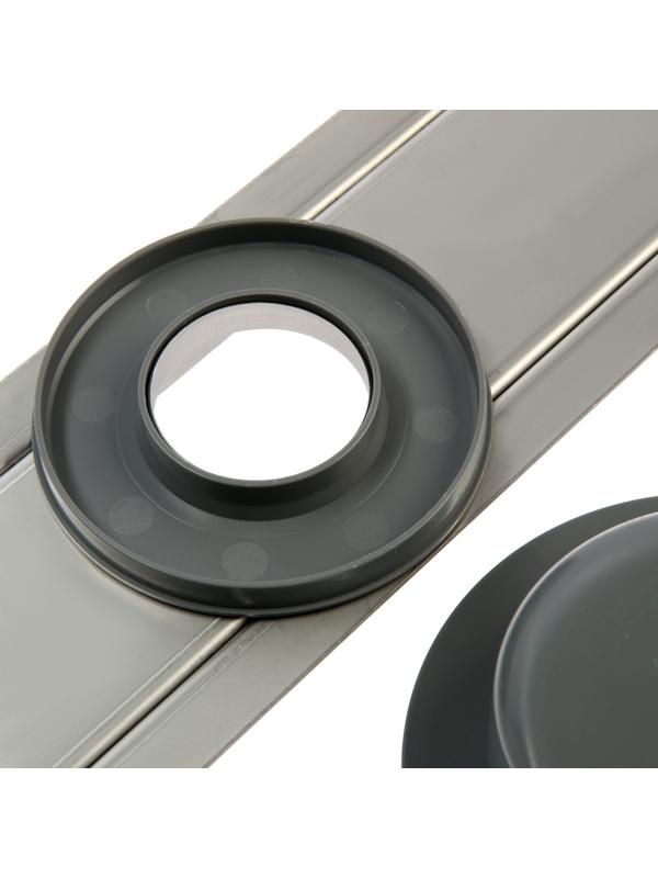 Трап ZEIN, c флaнцeм свободного вращения 360°, 7х50 см, d=40/50 мм, нерж. сталь, сатин