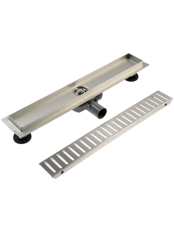 Трап ZEIN, c флaнцeм свободного вращения 360°, 7х50 см, d=40/50 мм, нерж. сталь, сатин