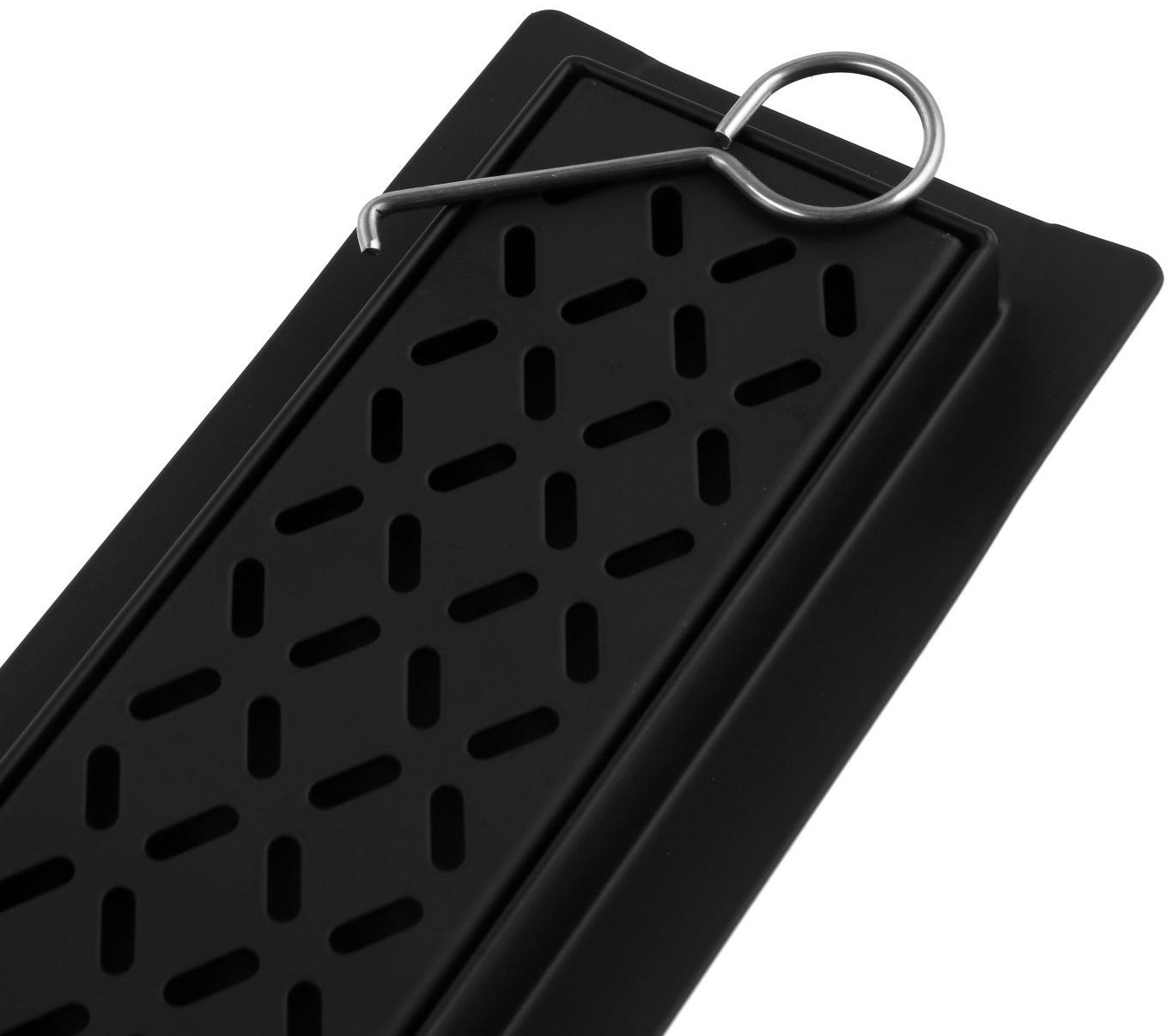 Трап ZEIN, c флaнцeм свободного вращения 360°, 7х50 см, d=40/50 мм, нерж. сталь, черный