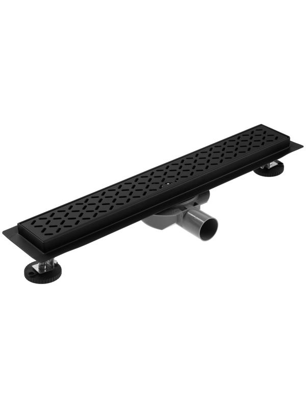 Трап ZEIN, c флaнцeм свободного вращения 360°, 7х50 см, d=40/50 мм, нерж. сталь, черный