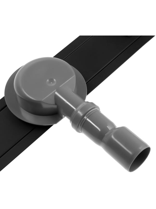 Трап ZEIN, c флaнцeм свободного вращения 360°, 7х50 см, d=40/50 мм, нерж. сталь, черный