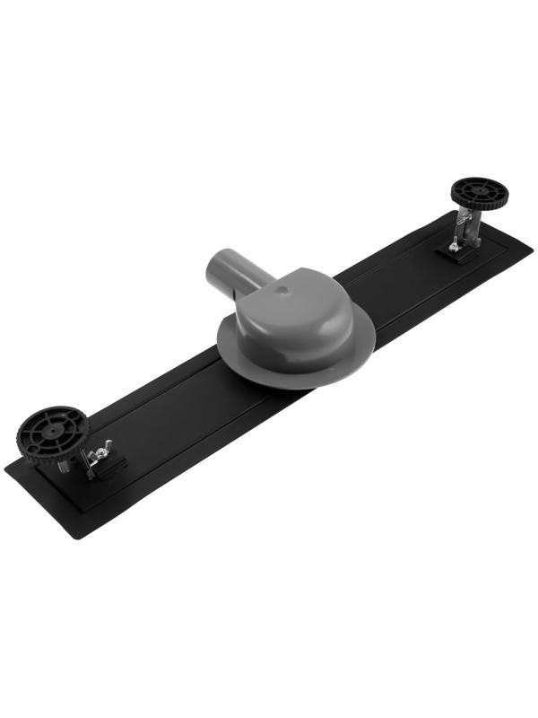 Трап ZEIN, c флaнцeм свободного вращения 360°, 7х50 см, d=40/50 мм, нерж. сталь, черный