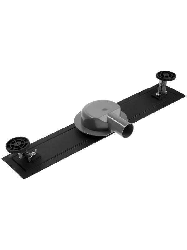 Трап ZEIN, c флaнцeм свободного вращения 360°, 7х50 см, d=40/50 мм, нерж. сталь, черный