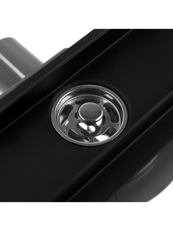 Трап ZEIN, c флaнцeм свободного вращения 360°, 7х50 см, d=40/50 мм, нерж. сталь, черный