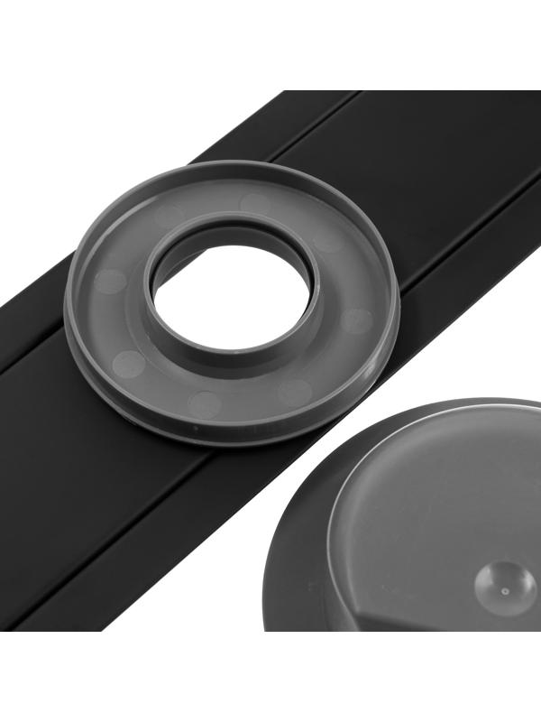 Трап ZEIN, c флaнцeм свободного вращения 360°, 7х50 см, d=40/50 мм, нерж. сталь, черный