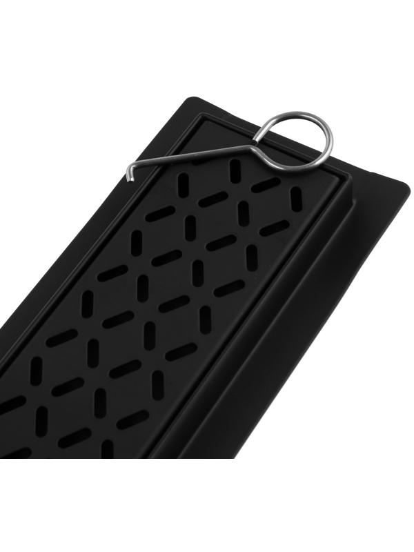 Трап ZEIN, c флaнцeм свободного вращения 360°, 7х50 см, d=40/50 мм, нерж. сталь, черный