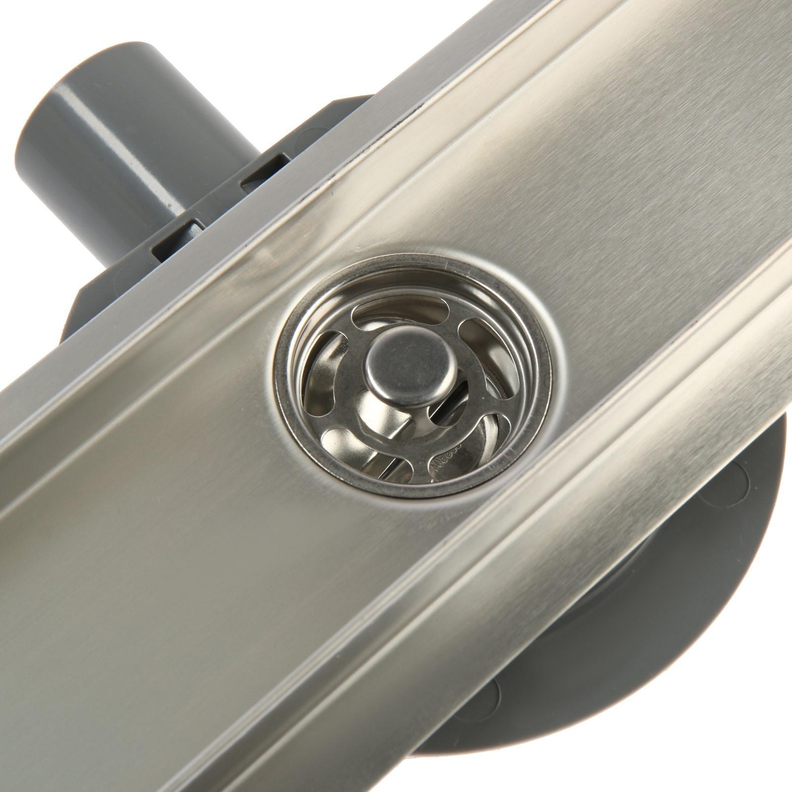 Трап ZEIN, c флaнцeм свободного вращения 360°, 7х60 см, d=40/50 мм, нерж. сталь, сатин