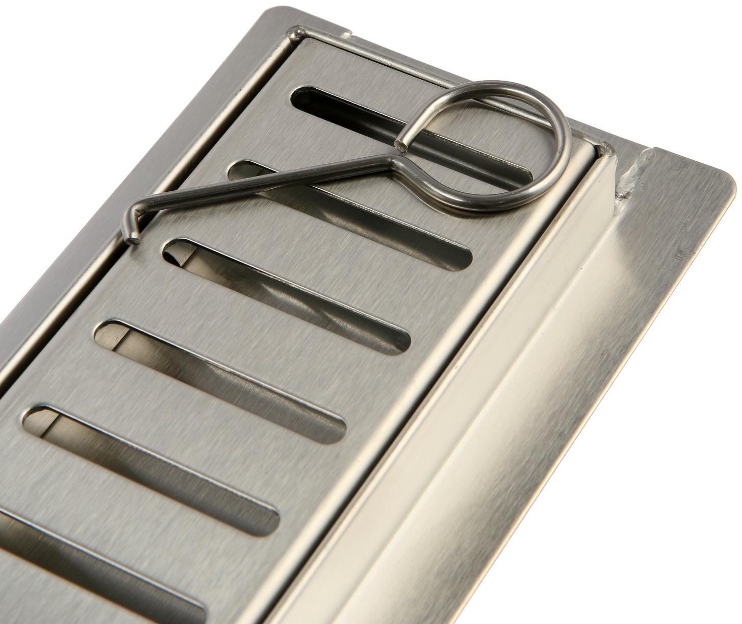 Трап ZEIN, c флaнцeм свободного вращения 360°, 7х60 см, d=40/50 мм, нерж. сталь, сатин