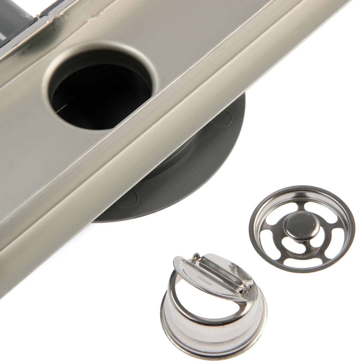 Трап ZEIN, c флaнцeм свободного вращения 360°, 7х60 см, d=40/50 мм, нерж. сталь, сатин