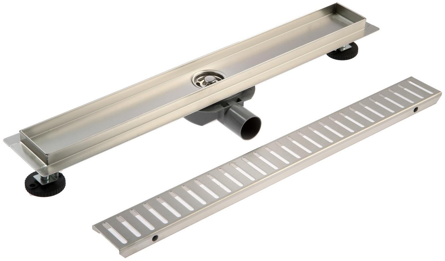 Трап ZEIN, c флaнцeм свободного вращения 360°, 7х60 см, d=40/50 мм, нерж. сталь, сатин