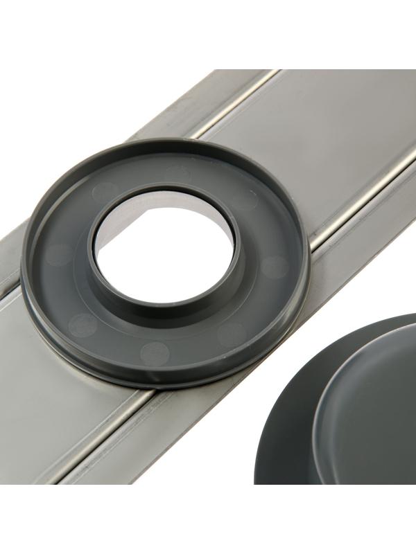 Трап ZEIN, c флaнцeм свободного вращения 360°, 7х60 см, d=40/50 мм, нерж. сталь, сатин