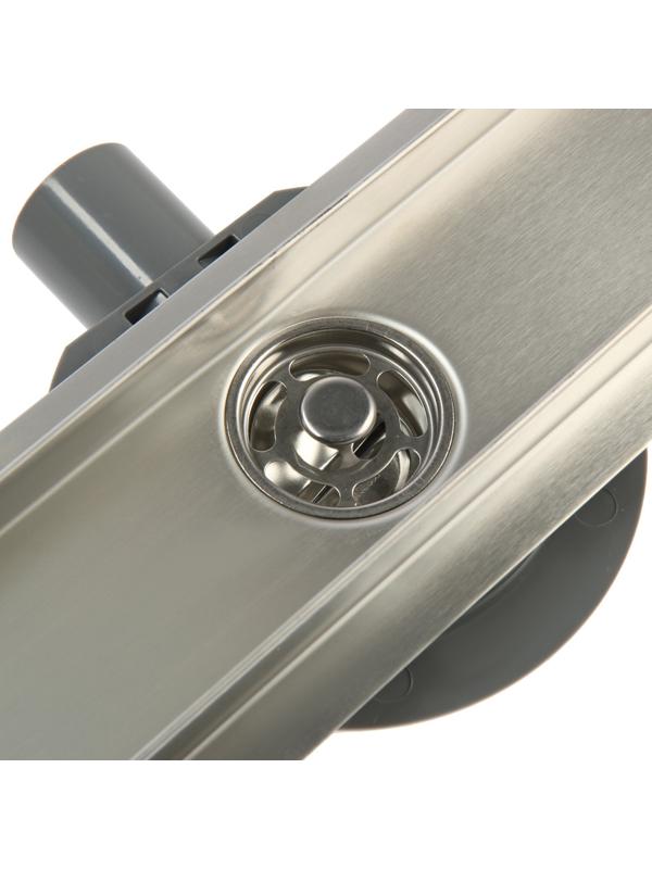 Трап ZEIN, c флaнцeм свободного вращения 360°, 7х60 см, d=40/50 мм, нерж. сталь, сатин