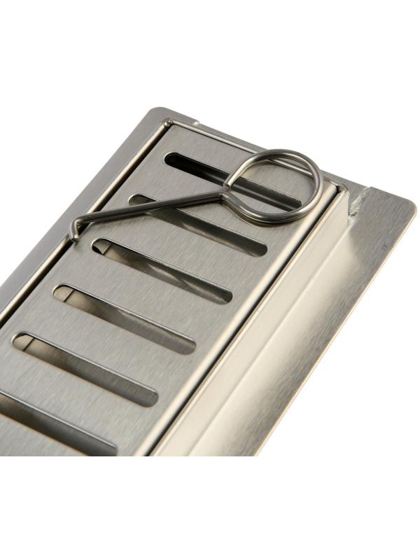 Трап ZEIN, c флaнцeм свободного вращения 360°, 7х60 см, d=40/50 мм, нерж. сталь, сатин