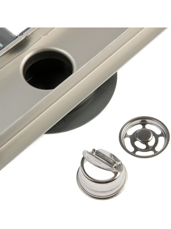 Трап ZEIN, c флaнцeм свободного вращения 360°, 7х60 см, d=40/50 мм, нерж. сталь, сатин