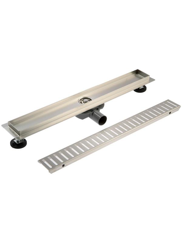 Трап ZEIN, c флaнцeм свободного вращения 360°, 7х60 см, d=40/50 мм, нерж. сталь, сатин