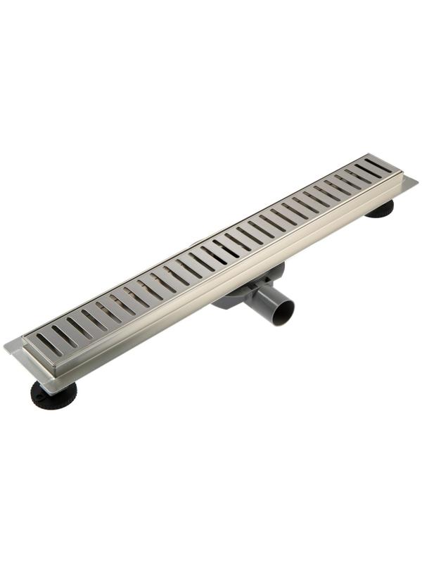 Трап ZEIN, c флaнцeм свободного вращения 360°, 7х60 см, d=40/50 мм, нерж. сталь, сатин