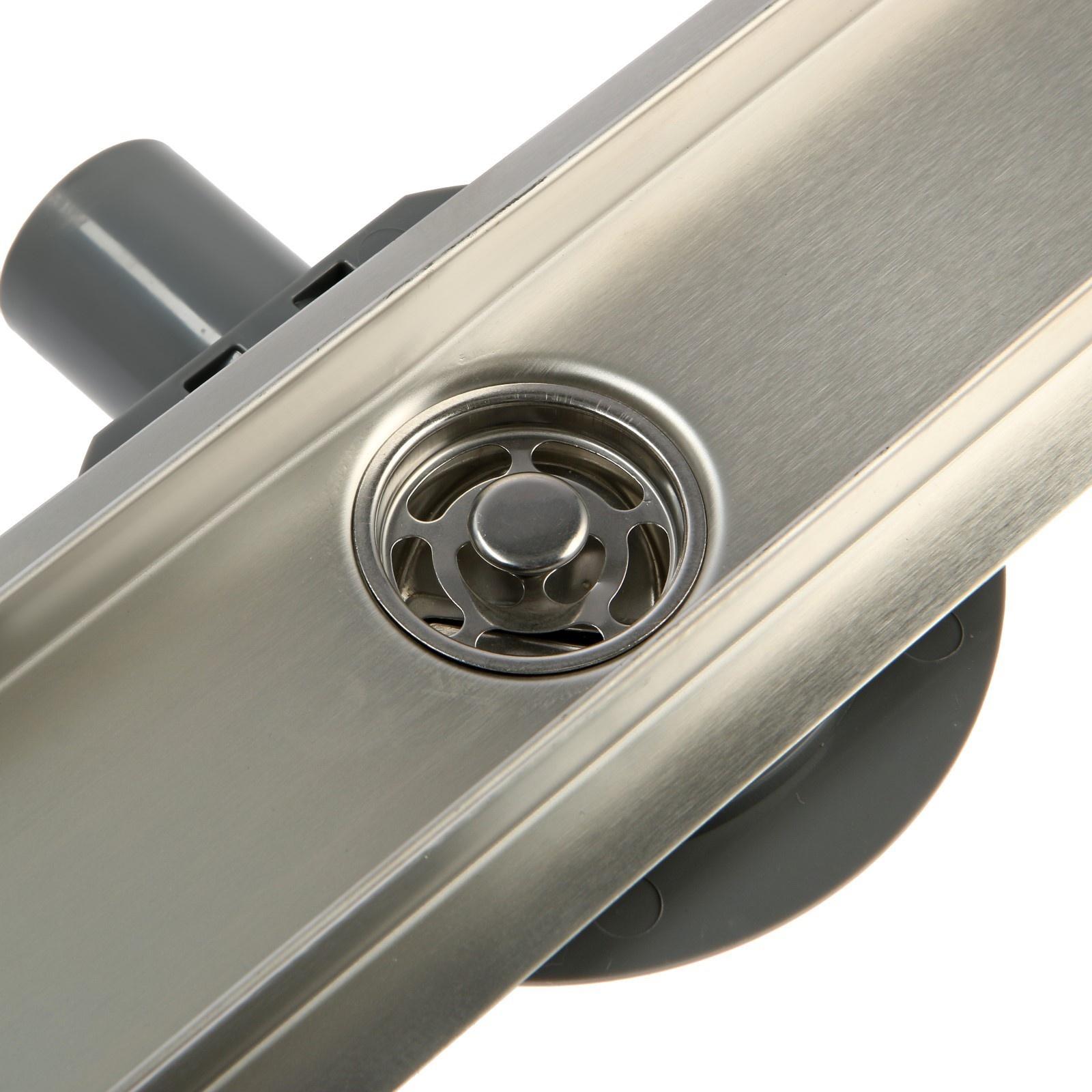 Трап ZEIN, c флaнцeм свободного вращения 360°, 7х60 см, d=40/50 мм, нерж. сталь, сатин