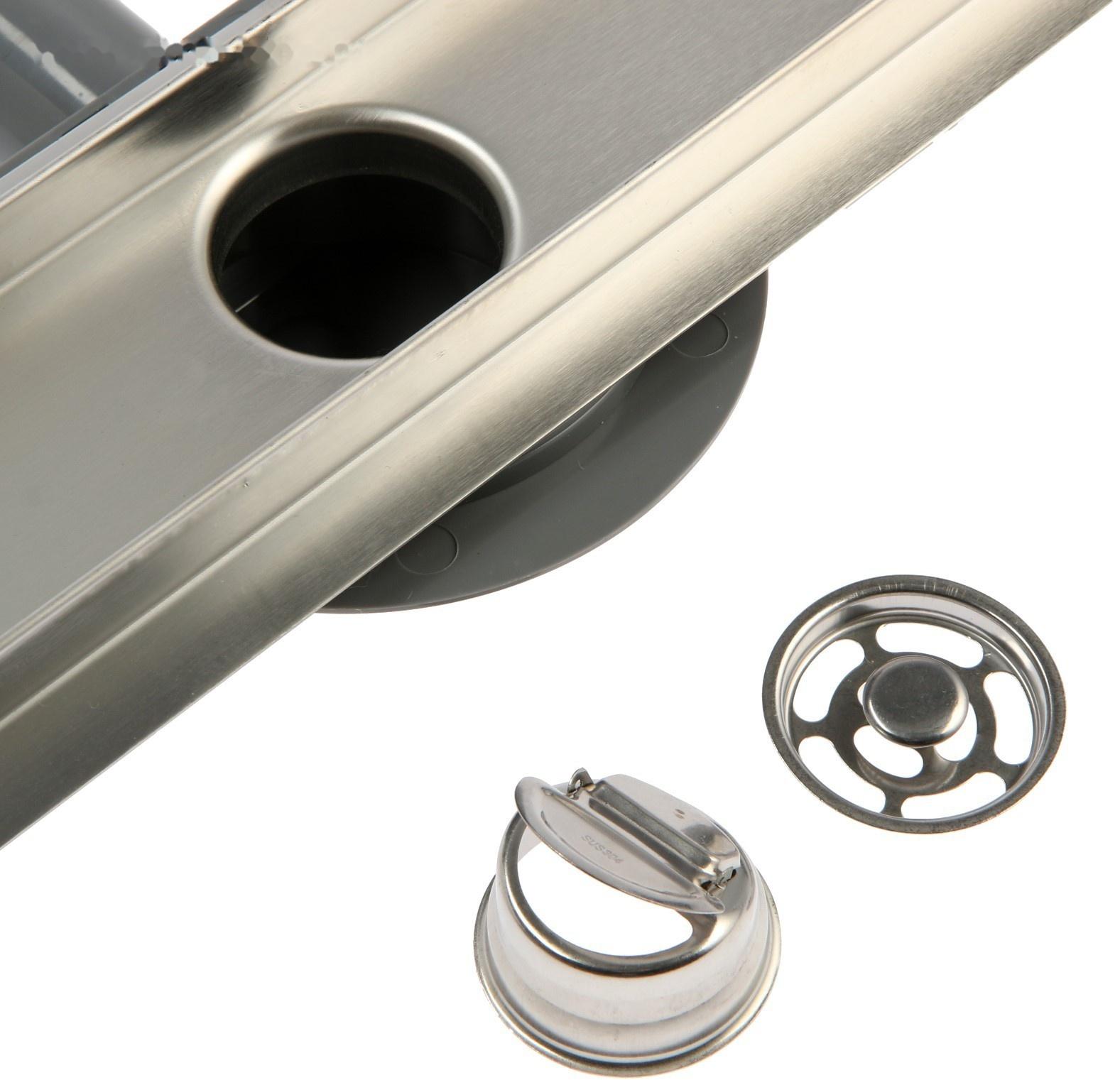 Трап ZEIN, c флaнцeм свободного вращения 360°, 7х60 см, d=40/50 мм, нерж. сталь, сатин