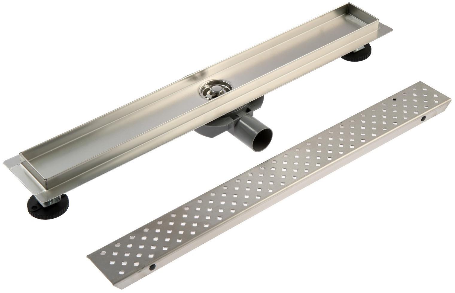 Трап ZEIN, c флaнцeм свободного вращения 360°, 7х60 см, d=40/50 мм, нерж. сталь, сатин