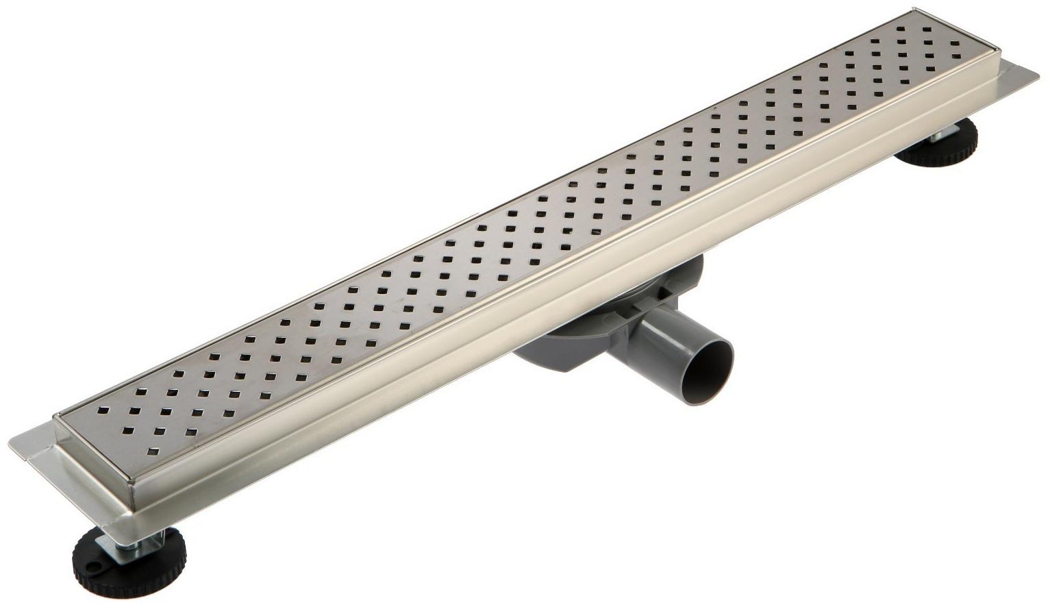 Трап ZEIN, c флaнцeм свободного вращения 360°, 7х60 см, d=40/50 мм, нерж. сталь, сатин