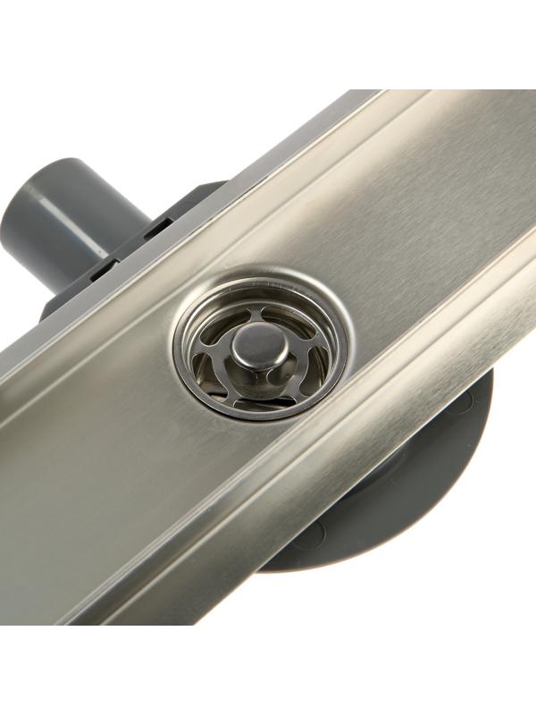 Трап ZEIN, c флaнцeм свободного вращения 360°, 7х60 см, d=40/50 мм, нерж. сталь, сатин