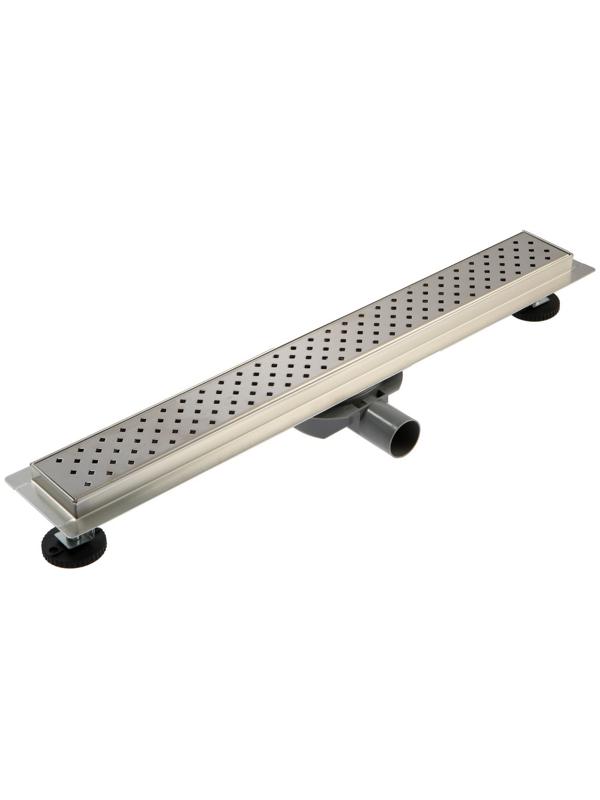 Трап ZEIN, c флaнцeм свободного вращения 360°, 7х60 см, d=40/50 мм, нерж. сталь, сатин