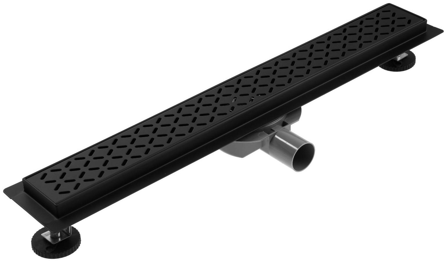 Трап ZEIN, c флaнцeм свободного вращения 360°, 7х60 см, d=40/50 мм, нерж. сталь, черный