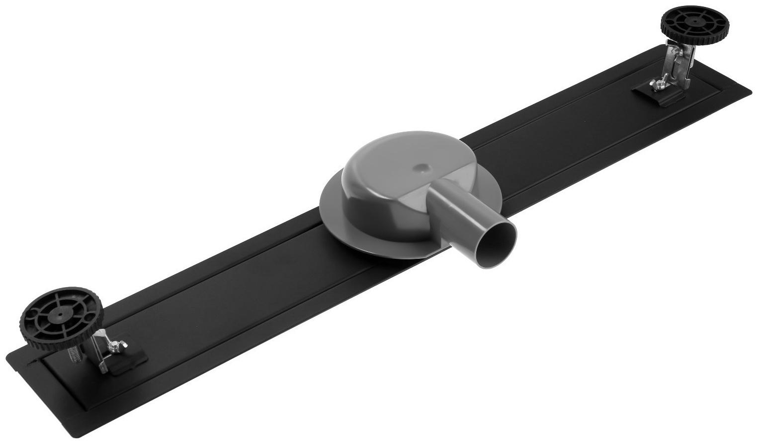 Трап ZEIN, c флaнцeм свободного вращения 360°, 7х60 см, d=40/50 мм, нерж. сталь, черный