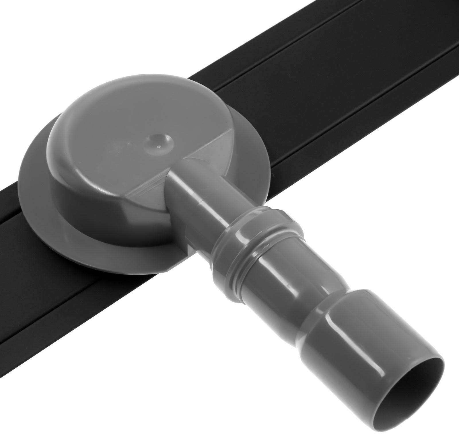 Трап ZEIN, c флaнцeм свободного вращения 360°, 7х60 см, d=40/50 мм, нерж. сталь, черный